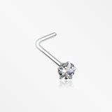 Star Prong Set Gem Top L-Shaped Nose Ring-Clear