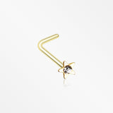 Golden Star Icon Sparkle L-Shaped Nose Ring-Clear