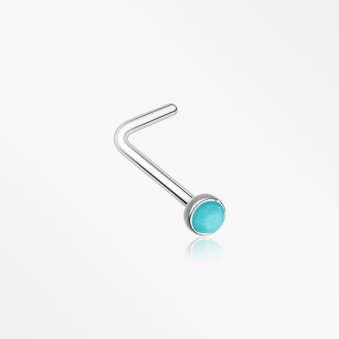 Turquoise Stone L-Shaped Nose Ring-Turquoise