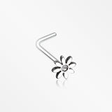 Cutesy Daisy Flower Sparkle L-Shaped Nose Ring-Clear