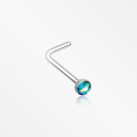 Opal Sparkle L-Shaped Nose Ring-Black