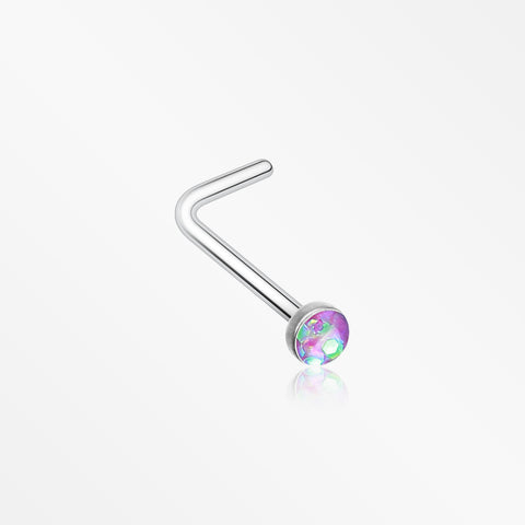 Opal Sparkle L-Shaped Nose Ring-Purple