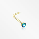 Golden Opal Sparkle L-Shaped Nose Ring-Black