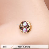 Golden Tao Filigree Opal Sparkle L-Shaped Nose Ring-Purple