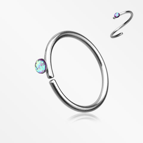 Opal Sparkle Bendable Steel Nose Hoop-Purple