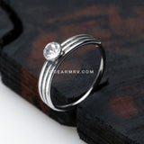 Triple Stacked Design Sparkle Bendable Hoop Ring-Clear