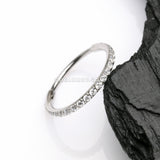 Brilliant Sparkle Gems Lined Seamless Clicker Hoop Nose Ring-Clear Gem