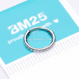 Brilliant Sparkle Gems Lined Seamless Clicker Hoop Nose Ring-Clear Gem