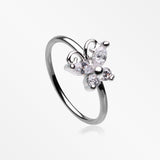 Dainty Butterfly Sparkle Bendable Hoop Ring-Clear Gem