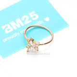Golden Dainty Butterfly Sparkle Bendable Hoop Ring-Clear Gem