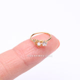 Golden Opalescent Star Sparkles Bendable Hoop Ring-Clear/White