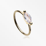 Golden Classic Marquise Gem Sparkle Bendable Hoop Ring-Clear Gem