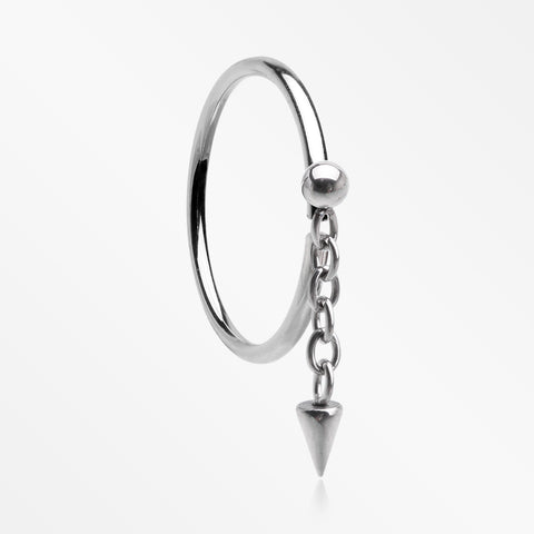 Steel Ball Dangle Chained Spike Bendable Hoop Ring