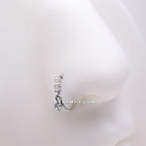 Detail View 1 of Sparkle Trio Dangle Multi-Gem Bendable Hoop Ring-Clear Gem