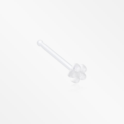 Flower Top Clear UV Acrylic Nose Stud Retainer-Clear/White
