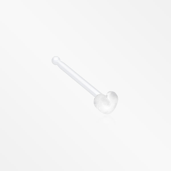 Heart Top Clear UV Acrylic Nose Stud Retainer-Clear/White