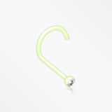 Bio Flexible Press Fit Gem Nose Screw Ring-Green/Clear