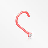 Bio Flexible Press Fit Gem Nose Screw Ring-Red/Clear