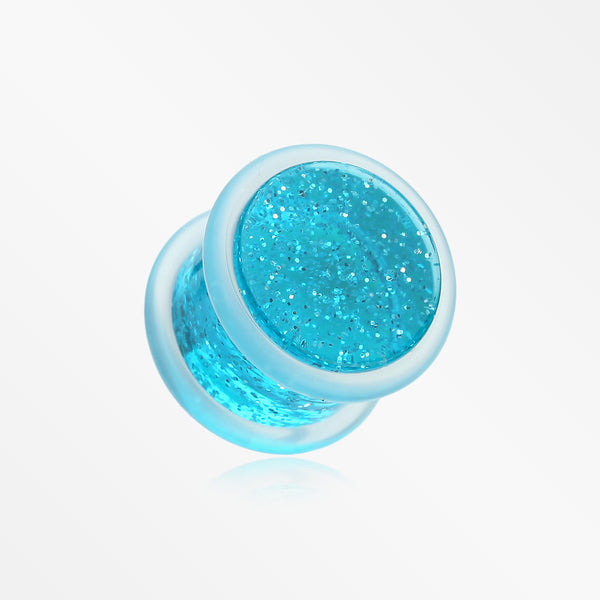A Pair of Glitter Shimmer Acrylic Regs Ear Gauge Plug-Blue