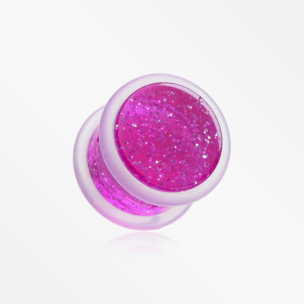 A Pair of Glitter Shimmer Acrylic Regs Ear Gauge Plug-Purple