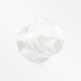 A Pair of Marble Swirl Acrylic Double Flared Ear Gauge Plug-Clear