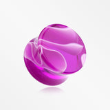 A Pair of Marble Swirl Acrylic Double Flared Ear Gauge Plug-Purple