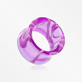 A Pair of Marble Swirl Acrylic Double Flared Ear Gauge Tunnel Plug-Purple