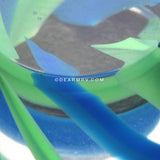 A Pair of Marble Stripe Acrylic Double Flared Ear Gauge Plug-Green/Blue