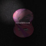A Pair of Marble Stripe Acrylic Double Flared Ear Gauge Plug-Pink/Purple