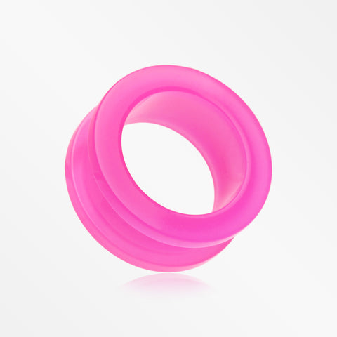 A Pair of Neon Colored UV Acrylic Screw-Fit Ear Gauge Tunnel Plug-Pink