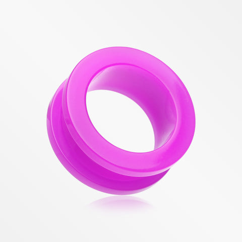 A Pair of Neon Colored UV Acrylic Screw-Fit Ear Gauge Tunnel Plug-Purple