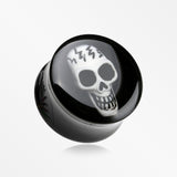 A Pair of Electro 3D Skull Resin Inlay Double Flared Ear Gauge Plug-Black