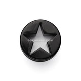 A Pair of Hollow Star Double Flared Ear Gauge Plug-Black