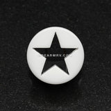 A Pair of Hollow Star Double Flared Ear Gauge Plug-White