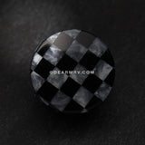 A Pair of Marble Checker Double Flared Ear Gauge Plug-Black