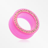 A Pair of Multi-Gem Sparkle Acrylic Flesh Tunnel Ear Gauge Plug-Pink