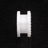 A Pair of Gems Encircle Screw-Fit Ear Gauge Tunnel Plug-White/Clear