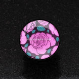 A Pair of Glow in the Dark Romantic Roses Single Flared Ear Gauge Plug-Purple