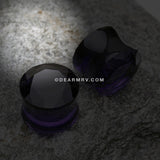 A Pair of Faceted Pyrex Glass Gem Double Flared Ear Gauge Plug -Tanzanite