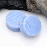 A Pair of Blue Lace Agate Stone Double Flared Ear Gauge Plug