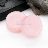 A Pair of Pink Rose Quartz Stone Double Flared Ear Gauge Plug