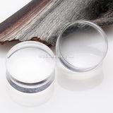 A Pair of Clear Flat Glass Double Flared Plug-Clear