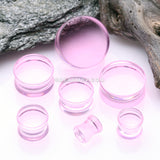 A Pair of Flat Glass Double Flared Plug-Pink
