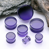 A Pair of Flat Glass Double Flared Plug-Purple