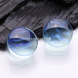 A Pair of Mystic Ocean Iridescent Glass Double Flared Plug