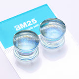 A Pair of Mystic Ocean Iridescent Glass Double Flared Plug