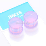 A Pair of Lavender Translucent Glass Double Flared Ear Gauge Plug