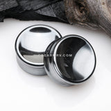 A Pair of Hematite Concave Stone Double Flared Plug-Black