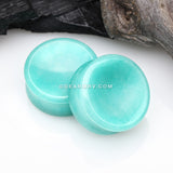 A Pair of Amazonite Concave Stone Double Flared Ear Gauge Plug