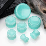 A Pair of Amazonite Concave Stone Double Flared Ear Gauge Plug